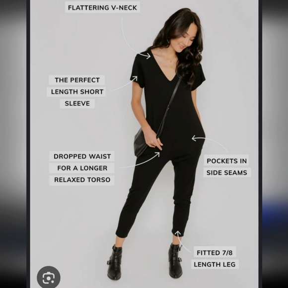 Smash + Tess Sunday Romper Midnight Black XS NWT Onesie V Neck Jumpsuit S+T New - Picture 1 of 16